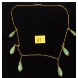Lot, gold filled chain with jadeite pendants