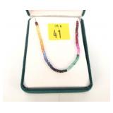 18K White gold 16" sapphire, ruby and emerald