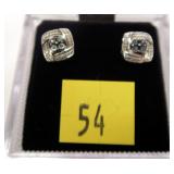 Sterling silver blue diamond post earrings