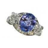 10K White gold oval cut tanzanite ring