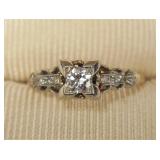 14K Yellow gold and platinum diamond ring
