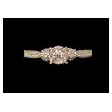 10K White gold pave diamond ring with channel set