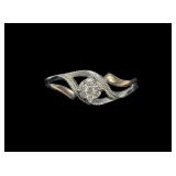 10K Two-tone gold diamond ring with  millegrain
