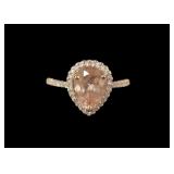 10K Rose gold pear shaped pink stone ring