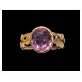 14K Yellow gold raised housing bezel set oval