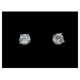 14K White gold diamond stud earrings,