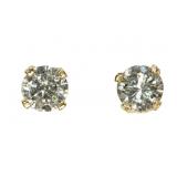 14K Yellow gold diamond stud earrings,
