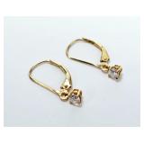 14K Yellow gold lever back diamond earrings,