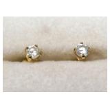 14K Yellow gold diamond stud earrings,