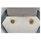 14K Yellow gold diamond stud earrings,
