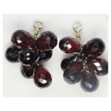 14K Yellow gold briolette cut garnet cluster