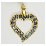 18K Yellow gold natural blue sapphire heart shaped
