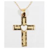 10K Yellow gold "Cross Your Heart" pendant