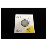 1883 Hawaii dime (Umi Keneta), VF