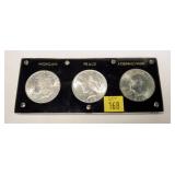 Set of 3 uncirculated silver dollars: 1884-O,