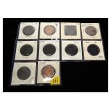 10- U.S. large cents: 1821, 1822, 1835, 1838, 1845