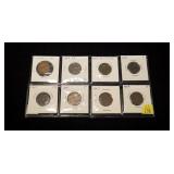 8- U.S. 2-cent pieces: 3- 1864, 3- 1865,