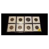 8- U.S. 2-cent pieces: 3- 1864, 3- 1865,