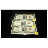 3- $2 United States red seal notes, series of 1963