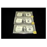 3- $1 Silver certificates, series of 1935,