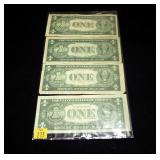4- $1 Silver certificates, series of 1935 and 1957