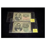2- Fractional currency notes, 4th Issue: $.10 and
