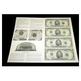 $5 Federal Reserve notes, series of 1995, uncut
