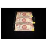 3- Trinidad and Tobago $1 notes, uncirculated