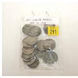 20- Liberty Head nickels 1899-1912