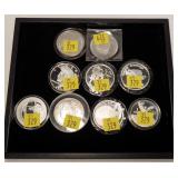9- 1-ounce .999 silver rounds