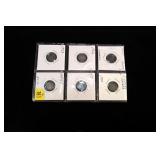 6- Canadian 5-cent silver: 1897, 1905, 1910,