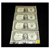 4- $1 Silver certificates, series of 1935 and 1957