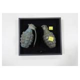 Lot, two M2 pineapple grenades, one with handle
