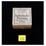 Vintage box of 7.65mm cartridges
