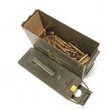 Lot of .30-06 cartridges in metal ammunition can