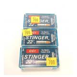 3- Cases of CCI .22 LR stingers cartridges