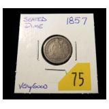 1857 U.S. Seated Liberty dime, VG