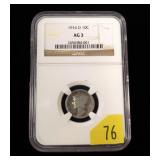 1916-D Mercury dime, NGC slab certified: AG3, key