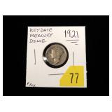 1921 Mercury dime, semi-key