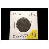 1855 Capped Bust quarter dollar, EF-45