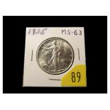 1935 Walking Liberty half dollar, MS-63