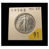 1940-S Walking Liberty half dollar, MS-65