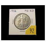 1942 Walking Liberty half dollar, MS-63