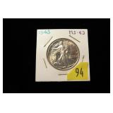 1943 Walking Liberty half dollar, MS-63