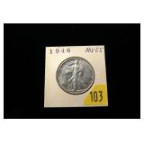 1946 Walking Liberty half dollar, AU-55