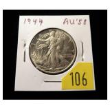 1944 Walking Liberty half dollar, AU-58