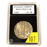1943 Walking Liberty half dollar, slab certified,