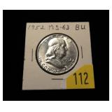 1952 Franklin half dollar, gem BU, MS-63