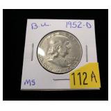 1952-D Franklin half dollar, BU