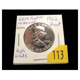 1962 Franklin half dollar, Proof